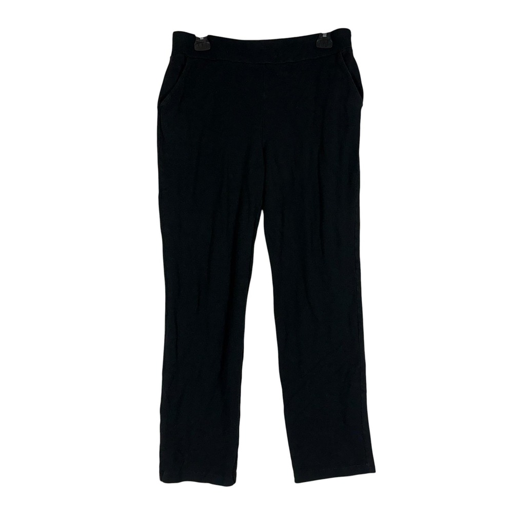 Dalia Pants Womens M Black Jersey Straight Leg Sweatpants Pull On Stretch Casual